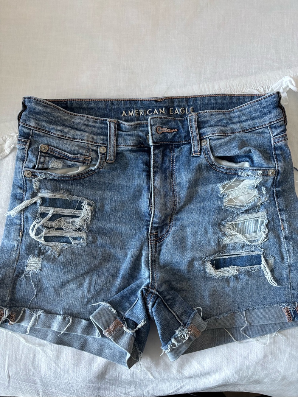 American Eagle Outfitters Distressed Blue Denim Jean Shorts